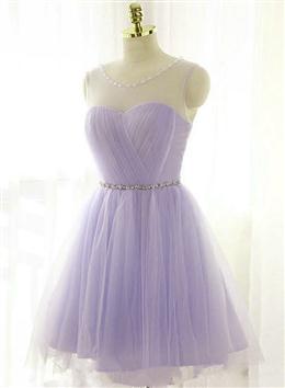 Picture of Adorable Light Purple Round Neckline Beaded Short Prom Dresses, Cute Homecoming Dresses